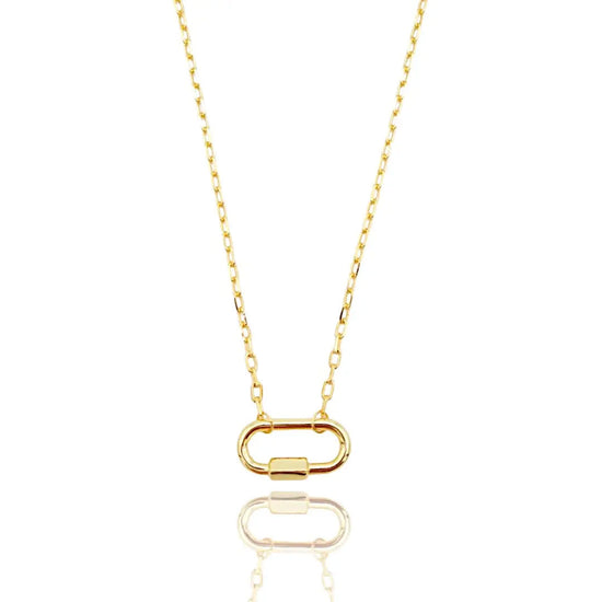 18k Gold Carabiner Paper Clip Link Chain Necklace