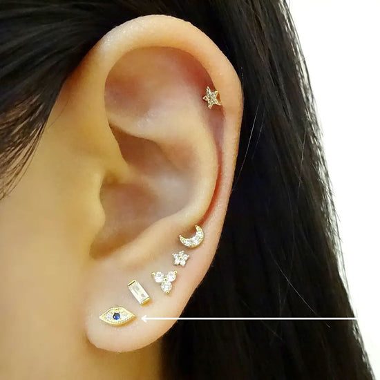 Evil Eye Flat Back Cartilage Earrings