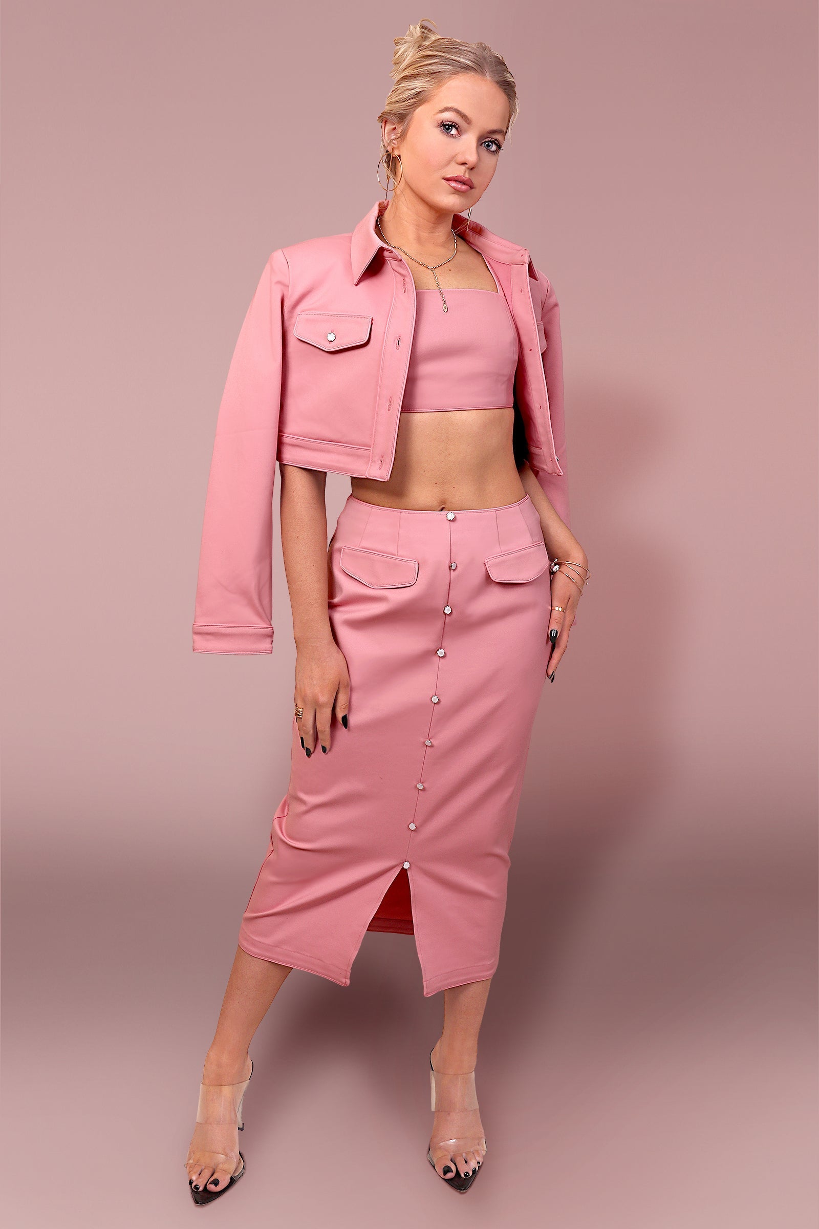 Noisy May lightweight denim shirt jacket in pink | ASOS