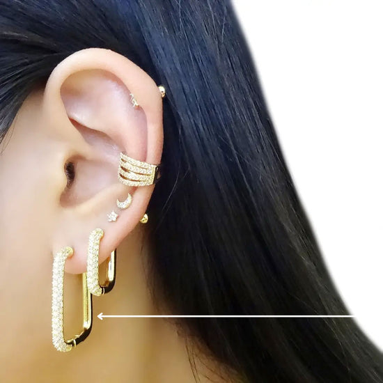 Large CZ Rectangle Hoop Earrings