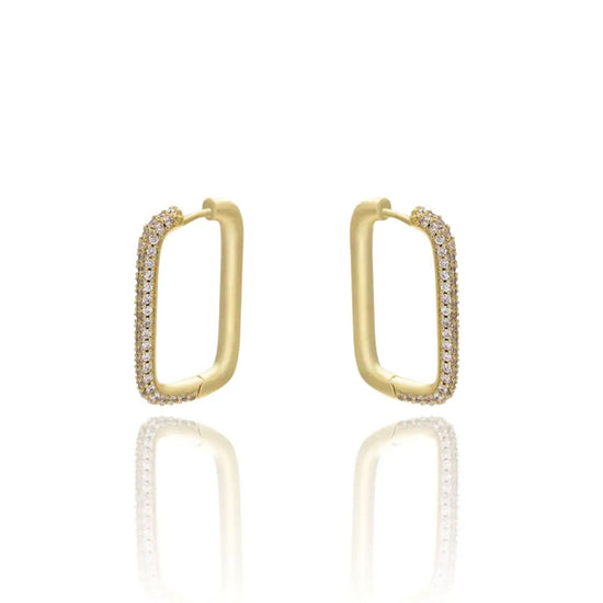 Large CZ Rectangle Hoop Earrings