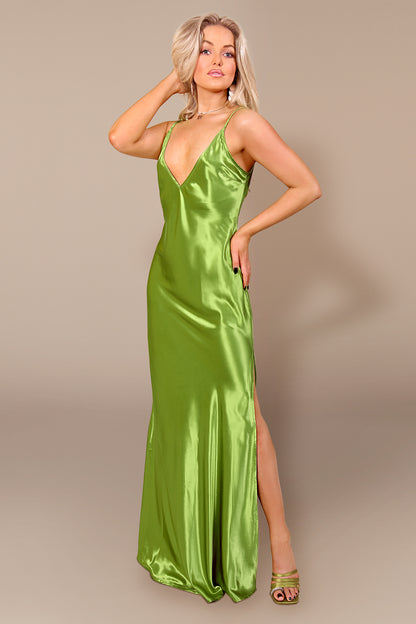 Roxie Green Slip Maxi Dress