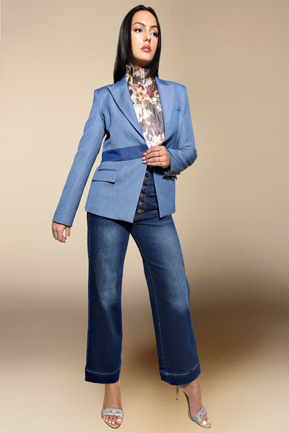 Lex Two Tone Denim Blazer - Denim 