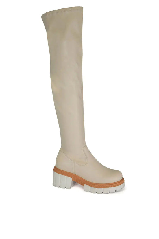 White Sole Sporty Stretchy Boot